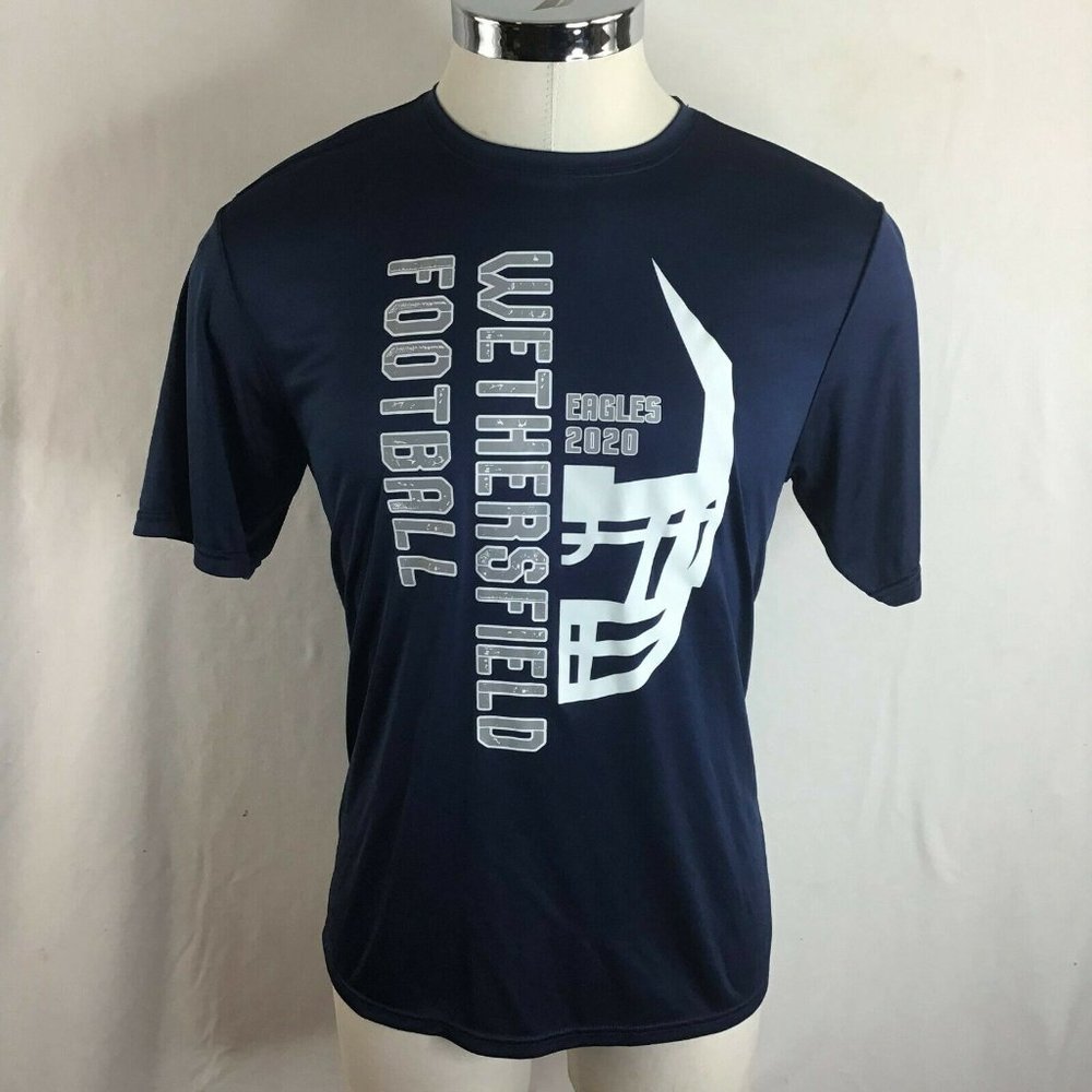 A4 Eagles 2020 Wethersfield Football T-shirt Navy Men's Size L